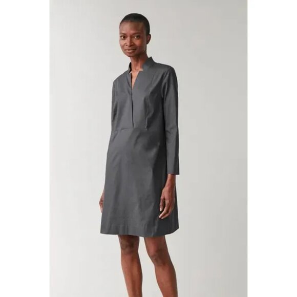 COS Grey Lapel Neck Dress, Size 6 - Picture 1 of 6